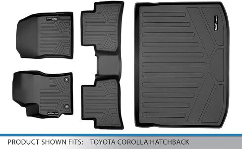 سجادات أرضية SMARTLINER ملائمة حسب الطلب مكونة من صفين وبطانة للحمولة، باللون الأسود لسيارة Toyota Corolla Hatchback 2019-2022 in Saudi Arabia