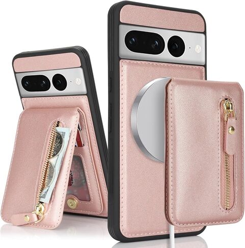 for Google Pixel 7 case with Card Holder, Pixel 7 Phone Case Wallet for Women magsafe Compatible Wallet Detachable 2-in-1 for Men-White Leopard in Saudi Arabia