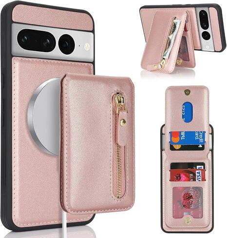for Google Pixel 7 case with Card Holder, Pixel 7 Phone Case Wallet for Women magsafe Compatible Wallet Detachable 2-in-1 for Men-White Leopard in Saudi Arabia