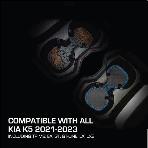 CupHolderHero يناسب ملحقات Kia K5 2021-2024 - حشوات حامل أكواب داخلية فاخرة مضادة للانزلاق ومضادة للغبار، وسجادات بطانة وحدة التحكم المركزية، وبطانات جيب الباب، مجموعة 13 قطعة (زخرفة حمراء) in Saudi Arabia