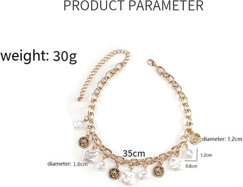 Baroque Pearl Necklace for Women Square Ellipse Pearl Pendant Necklace Coin Pendant Necklace Pearl Chunky Necklace Irregular Pearl Necklace Dainty Pearl Jewelry for Women in Kuwait