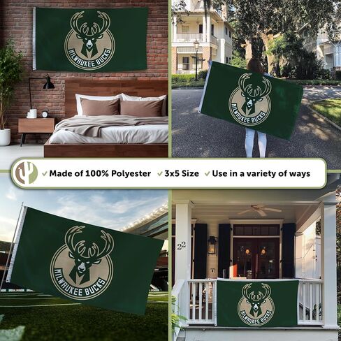 Desert Cactus Milwaukee Bucks Flag Team NBA National Basketball Association 100% Polyester Indoor Outdoor 3x5 feet Flags (Flag E) in Saudi Arabia