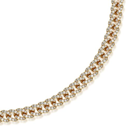 espere Pave Cuban Choker Necklace | 14K Gold Plate | Full Pave CZ Cuban Link Chain Necklace Adjustable 16 Inch to 18 Inch in Saudi Arabia