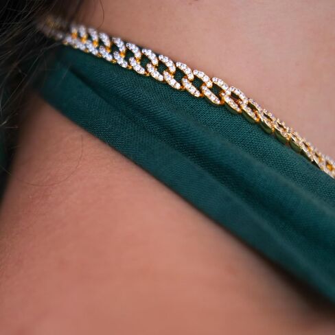 espere Pave Cuban Choker Necklace | 14K Gold Plate | Full Pave CZ Cuban Link Chain Necklace Adjustable 16 Inch to 18 Inch in Saudi Arabia