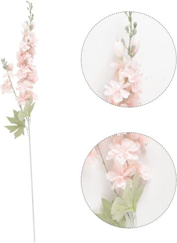 قطعتان من زهور الدلفينيوم الاصطناعية زهور حرير بنفسجية وهمية مع تشكيلة نباتات جذعية للمنزل والحديقة وحفلات الزفاف وتزيين الطاولة (وردي) in Kuwait