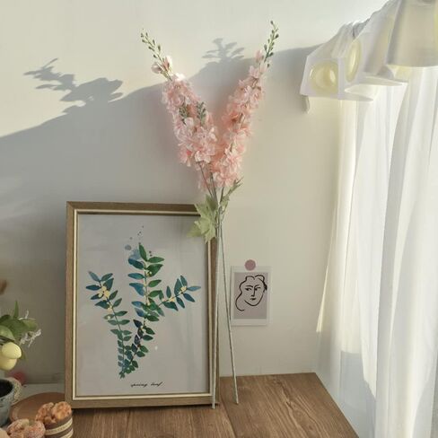 قطعتان من زهور الدلفينيوم الاصطناعية زهور حرير بنفسجية وهمية مع تشكيلة نباتات جذعية للمنزل والحديقة وحفلات الزفاف وتزيين الطاولة (وردي) in Kuwait