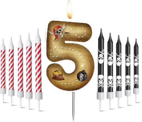 Photect 11 قطعة شموع عيد ميلاد القراصنة عدد 5-8 شمعة كعكة توبر ديكور حفلة القراصنة الخامسة تفضل زينة كعكة عيد ميلاد للبنين بنات لوازم الحفلات in Kuwait