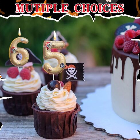Photect 11 قطعة شموع عيد ميلاد القراصنة عدد 5-8 شمعة كعكة توبر ديكور حفلة القراصنة الخامسة تفضل زينة كعكة عيد ميلاد للبنين بنات لوازم الحفلات in Kuwait