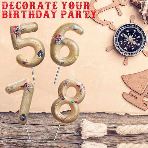 Photect 11 قطعة شموع عيد ميلاد القراصنة عدد 5-8 شمعة كعكة توبر ديكور حفلة القراصنة الخامسة تفضل زينة كعكة عيد ميلاد للبنين بنات لوازم الحفلات in Kuwait