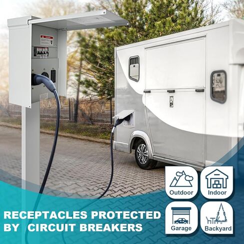 لوحة مخرج طاقة مؤقتة مع لوحة كهربائية لمقبس RV بقدرة 20 50 أمبير، صندوق قواطع سلكي مسبقًا لسيارة التخييم RV، مولد السفر، منزل متنقل، موقع بناء، لوحة كهربائية RV in Kuwait