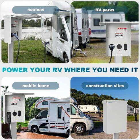 لوحة مخرج طاقة مؤقتة مع لوحة كهربائية لمقبس RV بقدرة 20 50 أمبير، صندوق قواطع سلكي مسبقًا لسيارة التخييم RV، مولد السفر، منزل متنقل، موقع بناء، لوحة كهربائية RV in Kuwait