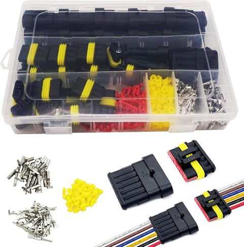 800Pcs Waterproof Wire Connectors,50 Kits Automotive Electrical Connectors Electrical Wire Connectors Kit 1/2/3/4/5/6 Pin Waterproof Connectors for 16-22 AWG Wires with Ratchet Crimping Tool in Kuwait