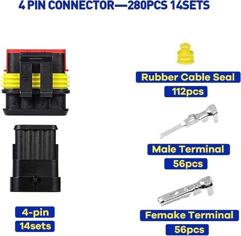 800Pcs Waterproof Wire Connectors,50 Kits Automotive Electrical Connectors Electrical Wire Connectors Kit 1/2/3/4/5/6 Pin Waterproof Connectors for 16-22 AWG Wires with Ratchet Crimping Tool in Kuwait