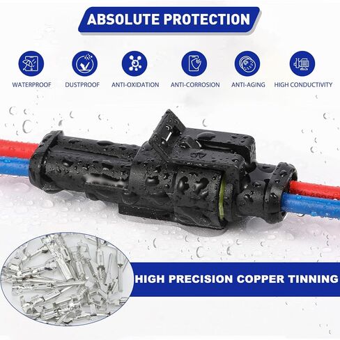800Pcs Waterproof Wire Connectors,50 Kits Automotive Electrical Connectors Electrical Wire Connectors Kit 1/2/3/4/5/6 Pin Waterproof Connectors for 16-22 AWG Wires with Ratchet Crimping Tool in Kuwait