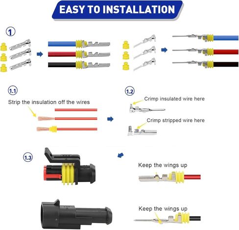 800Pcs Waterproof Wire Connectors,50 Kits Automotive Electrical Connectors Electrical Wire Connectors Kit 1/2/3/4/5/6 Pin Waterproof Connectors for 16-22 AWG Wires with Ratchet Crimping Tool in Kuwait
