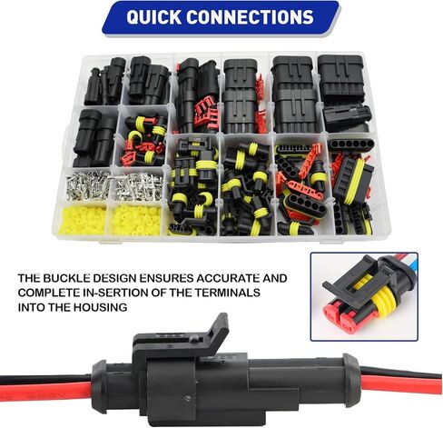 800Pcs Waterproof Wire Connectors,50 Kits Automotive Electrical Connectors Electrical Wire Connectors Kit 1/2/3/4/5/6 Pin Waterproof Connectors for 16-22 AWG Wires with Ratchet Crimping Tool in Kuwait