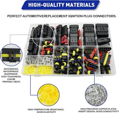 800Pcs Waterproof Wire Connectors,50 Kits Automotive Electrical Connectors Electrical Wire Connectors Kit 1/2/3/4/5/6 Pin Waterproof Connectors for 16-22 AWG Wires with Ratchet Crimping Tool in Kuwait