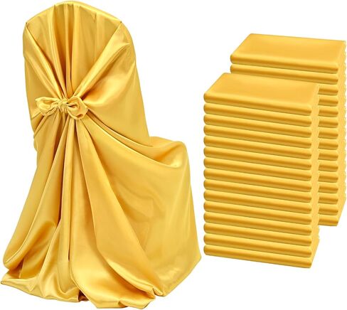 30 Pcs Gold Chair Covers 43x55 inch Universal Chair Covers Satin Chair Covers for Wedding,Removable Washable Chairs Slipcover Fits Most Chairs,Silky Chair Cover Protector for Party Banquet Event Hotel in Saudi Arabia