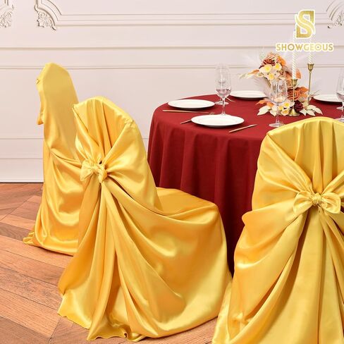30 Pcs Gold Chair Covers 43x55 inch Universal Chair Covers Satin Chair Covers for Wedding,Removable Washable Chairs Slipcover Fits Most Chairs,Silky Chair Cover Protector for Party Banquet Event Hotel in Saudi Arabia