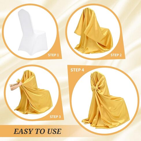 30 Pcs Gold Chair Covers 43x55 inch Universal Chair Covers Satin Chair Covers for Wedding,Removable Washable Chairs Slipcover Fits Most Chairs,Silky Chair Cover Protector for Party Banquet Event Hotel in Saudi Arabia