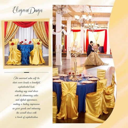 30 Pcs Gold Chair Covers 43x55 inch Universal Chair Covers Satin Chair Covers for Wedding,Removable Washable Chairs Slipcover Fits Most Chairs,Silky Chair Cover Protector for Party Banquet Event Hotel in Saudi Arabia