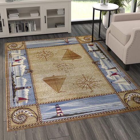 Area Rug Mat Nautical Scene (2 Feet X 3 Feet 2 Inch) Mat in Saudi Arabia
