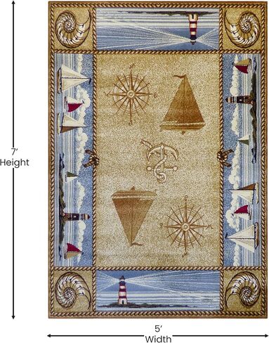 Area Rug Mat Nautical Scene (2 Feet X 3 Feet 2 Inch) Mat in Saudi Arabia