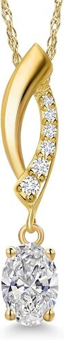Gem Stone King 10K Yellow Gold 6X4MM Oval Gemstone Birthstone and White Lab Grown Diamond Infinity Pendant Necklace For Women | Gold Necklace For Women | With 18 Inch Gold Chain in Saudi Arabia