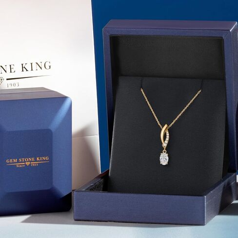 Gem Stone King 10K Yellow Gold 6X4MM Oval Gemstone Birthstone and White Lab Grown Diamond Infinity Pendant Necklace For Women | Gold Necklace For Women | With 18 Inch Gold Chain in Saudi Arabia