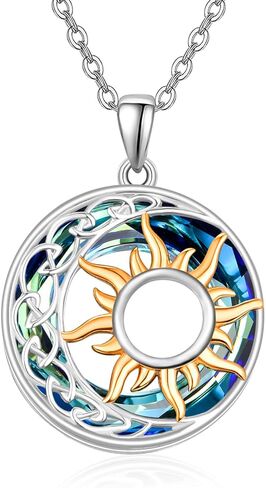 Dreamboat Sterling Silver Sun Moon Necklace for Women Crescent Moon Necklace Celestial Necklace Sun Necklace Sun Moon Jewelry Gifts in Kuwait