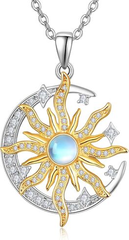 Dreamboat Sterling Silver Sun Moon Necklace for Women Crescent Moon Necklace Celestial Necklace Sun Necklace Sun Moon Jewelry Gifts in Kuwait