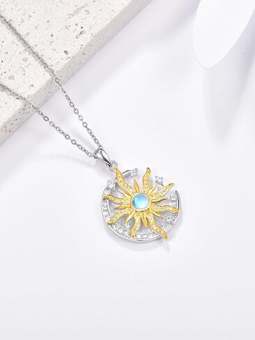 Dreamboat Sterling Silver Sun Moon Necklace for Women Crescent Moon Necklace Celestial Necklace Sun Necklace Sun Moon Jewelry Gifts in Kuwait