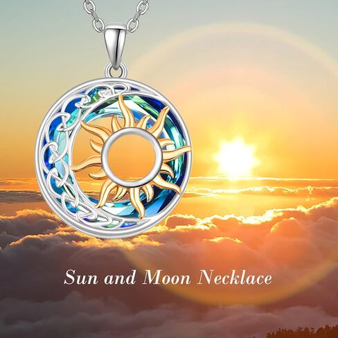 Dreamboat Sterling Silver Sun Moon Necklace for Women Crescent Moon Necklace Celestial Necklace Sun Necklace Sun Moon Jewelry Gifts in Kuwait