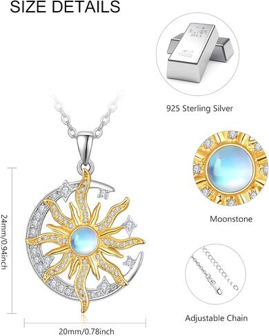 Dreamboat Sterling Silver Sun Moon Necklace for Women Crescent Moon Necklace Celestial Necklace Sun Necklace Sun Moon Jewelry Gifts in Kuwait