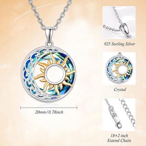 Dreamboat Sterling Silver Sun Moon Necklace for Women Crescent Moon Necklace Celestial Necklace Sun Necklace Sun Moon Jewelry Gifts in Kuwait