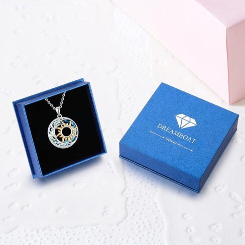 Dreamboat Sterling Silver Sun Moon Necklace for Women Crescent Moon Necklace Celestial Necklace Sun Necklace Sun Moon Jewelry Gifts in Kuwait