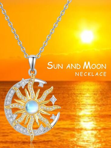 Dreamboat Sterling Silver Sun Moon Necklace for Women Crescent Moon Necklace Celestial Necklace Sun Necklace Sun Moon Jewelry Gifts in Kuwait