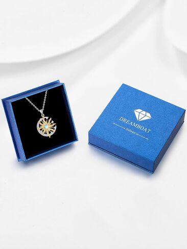 Dreamboat Sterling Silver Sun Moon Necklace for Women Crescent Moon Necklace Celestial Necklace Sun Necklace Sun Moon Jewelry Gifts in Kuwait