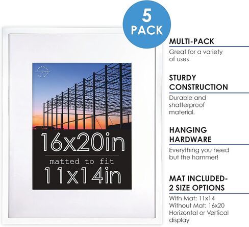 مجموعة إطارات الصور الخطية لديكور المنزل من Standard Goods، 5 عبوات باللون الأسود (12.5x12.5) - مثالية للصور والملصقات والفنون وهدايا العطلات - عرض الحائط، أفقيًا أو رأسيًا in Saudi Arabia