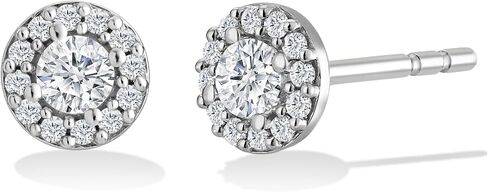 14K Gold or Platinum Plated Halo Solitaire Stud Earrings for Women with Cubic Zirconia in Saudi Arabia