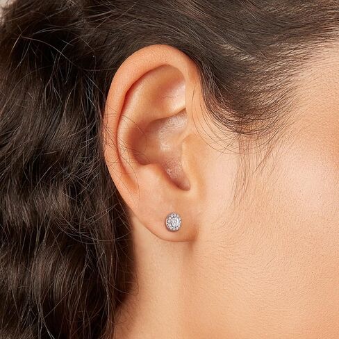 14K Gold or Platinum Plated Halo Solitaire Stud Earrings for Women with Cubic Zirconia in Saudi Arabia