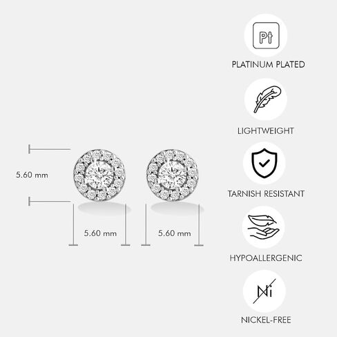 14K Gold or Platinum Plated Halo Solitaire Stud Earrings for Women with Cubic Zirconia in Saudi Arabia