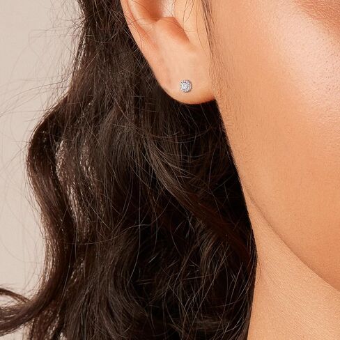 14K Gold or Platinum Plated Halo Solitaire Stud Earrings for Women with Cubic Zirconia in Saudi Arabia