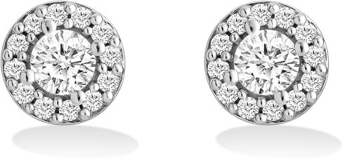 14K Gold or Platinum Plated Halo Solitaire Stud Earrings for Women with Cubic Zirconia in Saudi Arabia