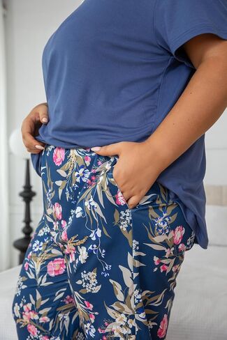 Vozanet Women's Pajama Sets Short Sleeve with Long Pant Soft Sleepwear Printed pj Loungewear With TWO Pockets Size 1X to 5X in Kuwait