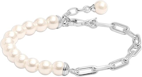 LeCalla Pure 925 Sterling Silver Italian Paperclip Link Chain Bracelets | Gold Over Silver Paper-Clip Link Station Bracelet | Sliding Bolo Bracelet for Women in Kuwait