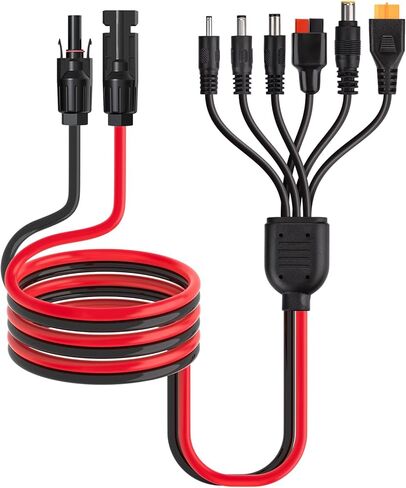 6-in-1 Solar Panel Connector Kit,12AWG Solar to XT60，Anderson，DC7909, DC6530, DC35135, DC5521 Connector Cable for Portable Station Solar Panel Generator(2FT) in Kuwait