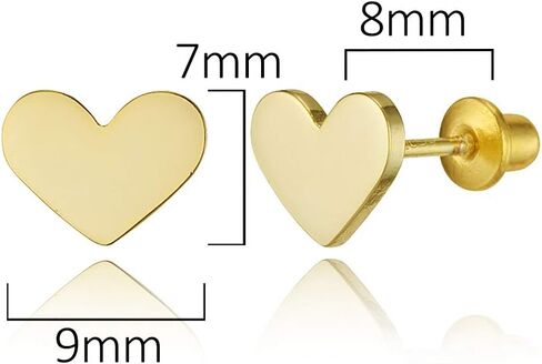 أقراط نحاسية مطلية بالذهب عيار 14 قيراط على شكل قلب عادي للفتيات الصغيرات مع وظيفة من الفضة الاسترليني in Kuwait