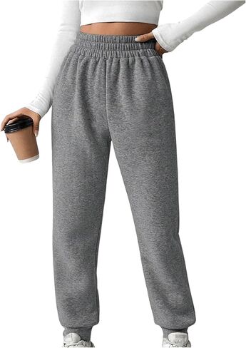 MakeMeChic Women's Elastic Waisted Plain Sweatpants Tapered Athletic Jogger Pants in Kuwait