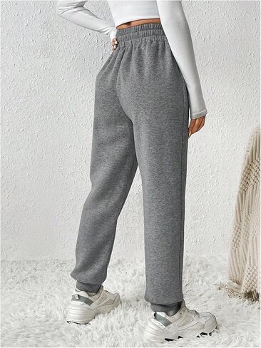 MakeMeChic Women's Elastic Waisted Plain Sweatpants Tapered Athletic Jogger Pants in Kuwait